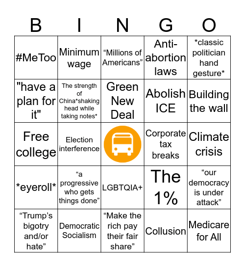 Democratic Bingo Card