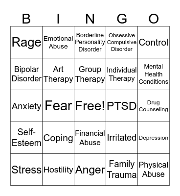 Trauma Bingo Card