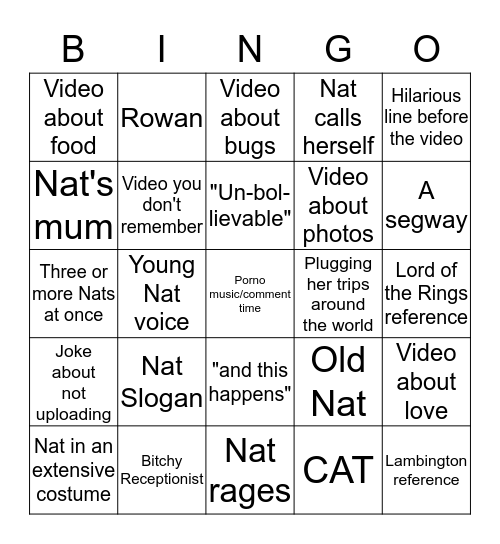 NAT Bingo Card