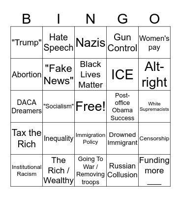 Democratic Debate #1 Bingo Card