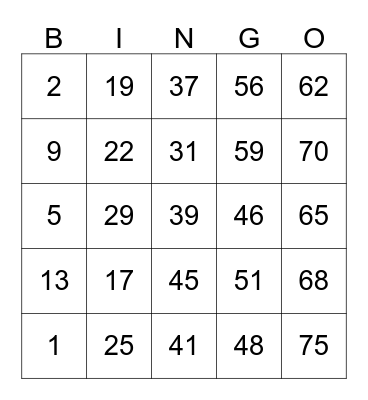 TBJ Bingo - 002 Bingo Card