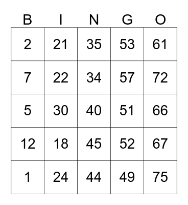 TBJ Bingo - 004 Bingo Card