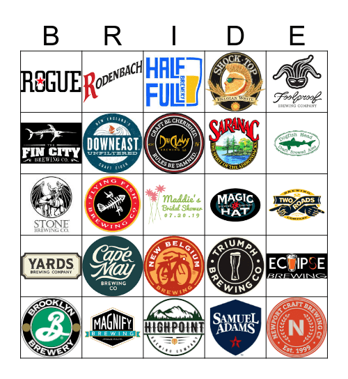 BRIDAL BEER-O Bingo Card