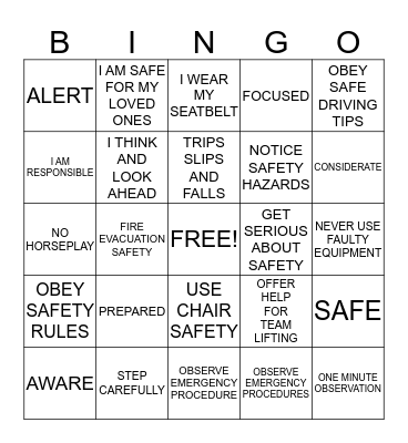 NYC SAFETY BINGO Card