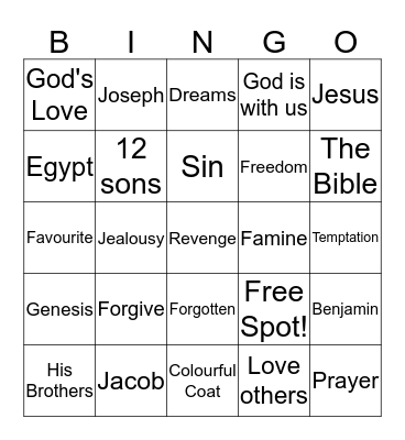 Joseph Bingo Card