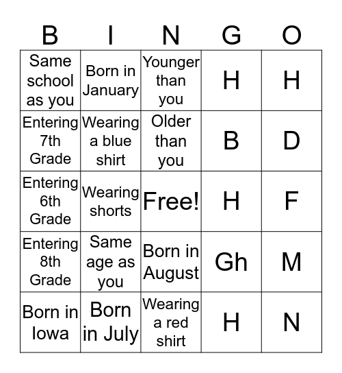 Scavenger Hunt Bingo  Bingo Card