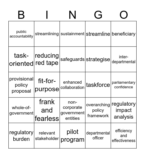 APS Lingo Bingo Card