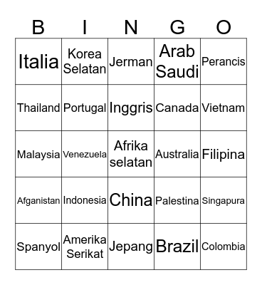 BINGO ENA Bingo Card