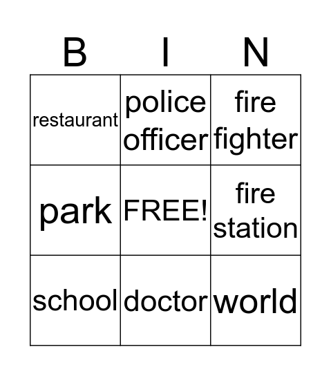 What do you want to be? Bingo Card
