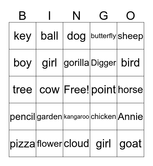 Let's Go! Bingo Card