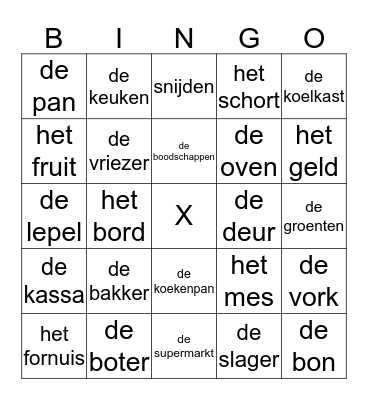 keuken en boodschappen  Bingo Card