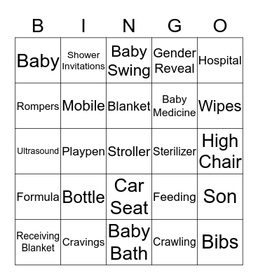 ROYAL BABY SHOWER BINGO Card