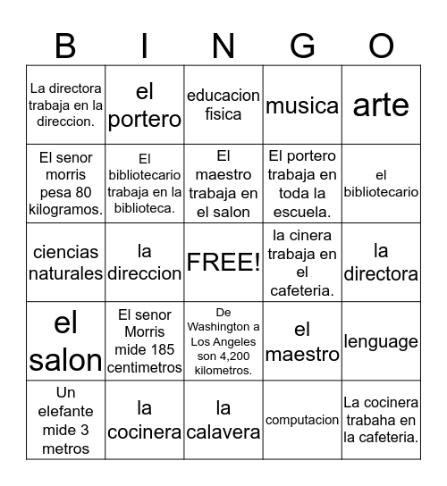 Grade 5-6 Unit 7 Bingo Card