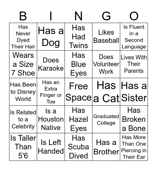 Getting to Know You Bingo Card