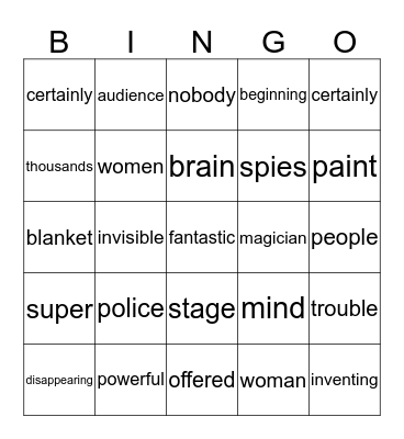 Lesson 41 - Corrective Reading Bingo Card