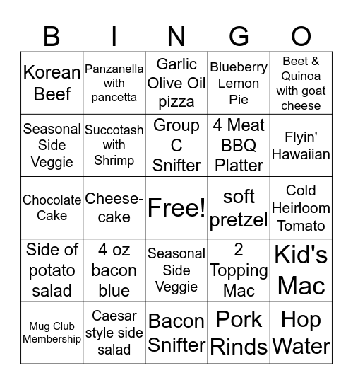 GREENBUSH Bingo Card