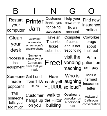 PHC Work Bingo Card