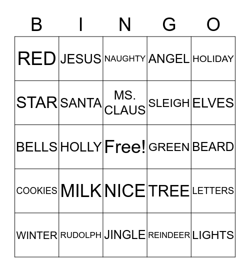 CHRISTMAS IN JULY Bingo Card