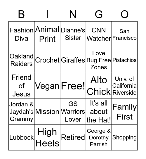 "It's Just Marilyn" Bingo Card