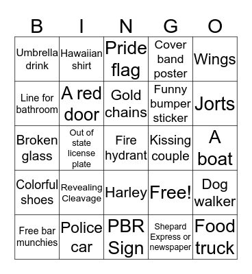 MWLW Pedal Tavern Scavenger Bingo Card