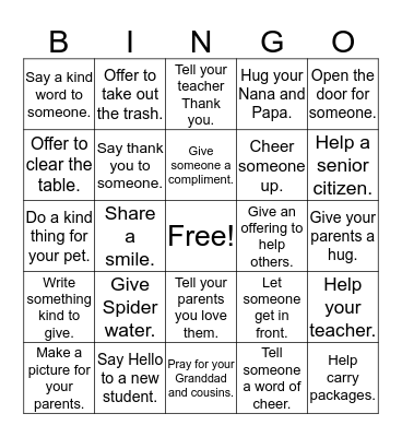 Kindo Bingo Card