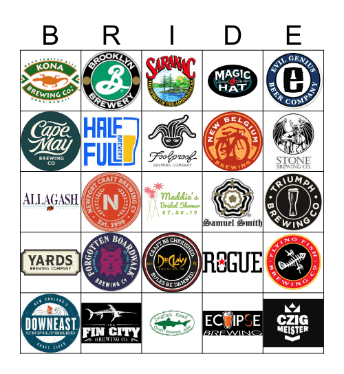 BRIDAL BEER-O Bingo Card