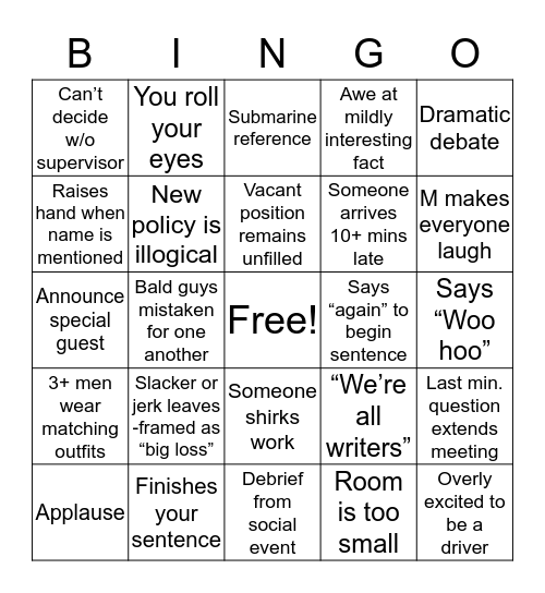 Never mention this bingo Card