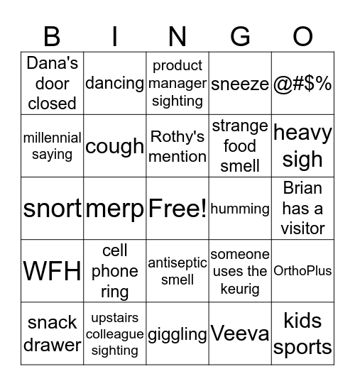 B Row Bingo Card