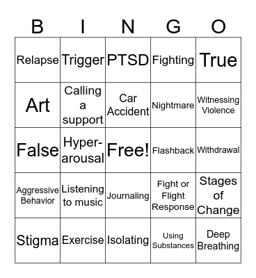Seeking Safety Review  Bingo Card