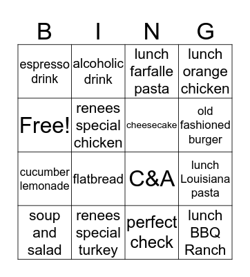 CCF Bingo Card