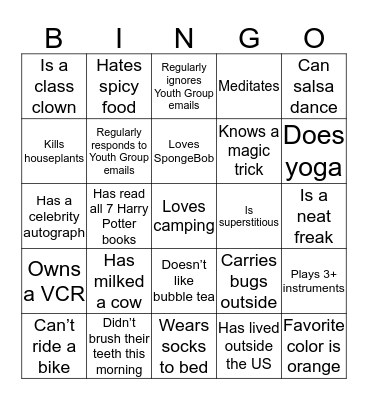 Mingle Bingo Card
