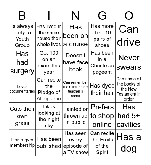 Mingle Bingo Card