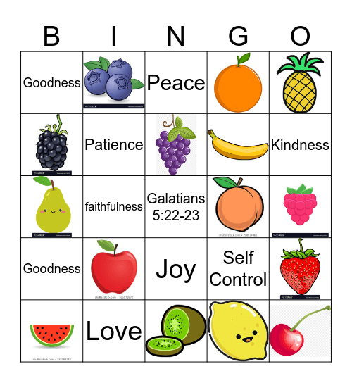 FRUITS OF THE SPIRIT Bingo Card