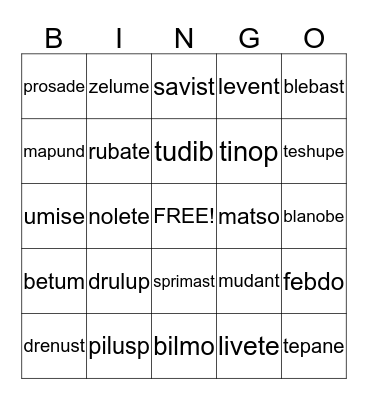 Multi-syllable Open Bingo Card