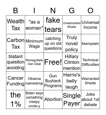 Dem Debate 2 Bingo Card