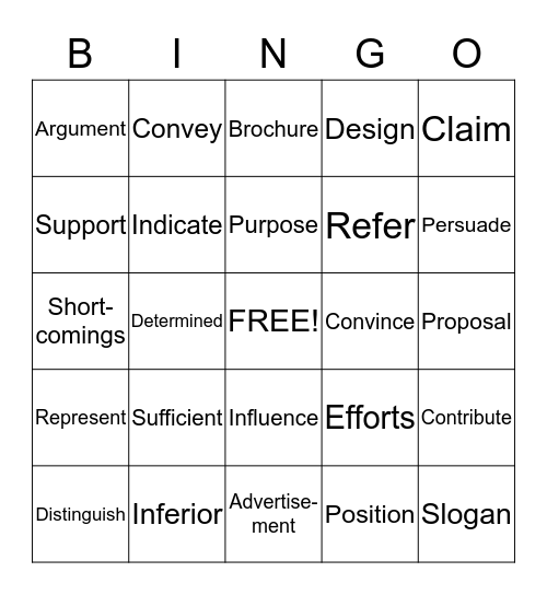 ELA Quarter 3 Words Bingo Card