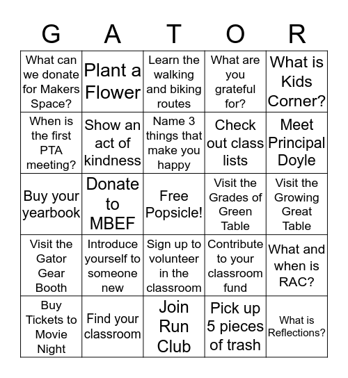 Get It Done Gators! Bingo Card