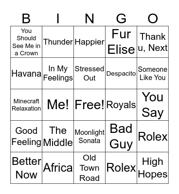 Random Song Bingo! Bingo Card