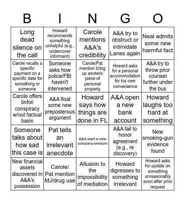 Sawusch Call Bingo Card