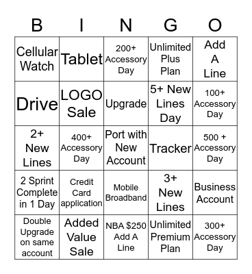 Weekly Sprint Bingo Card