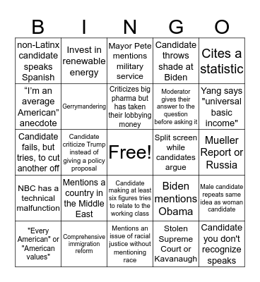 2 debate-a-palooza 2 drunk-a-rooza Bingo Card