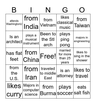 People Bingo Card