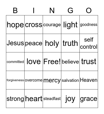 Courageous Bingo Card