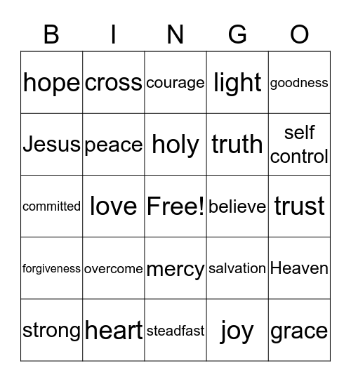 Courageous Bingo Card