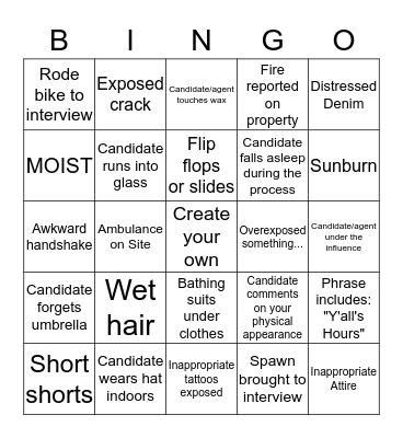 Summer Bingo Card