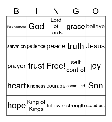 Jesus is our Hero ( Joshua 1:9) Bingo Card