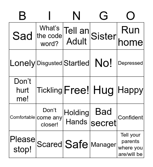 SAFETY Bingo Card