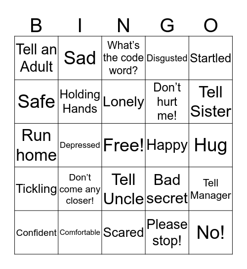 SAFETY Bingo Card