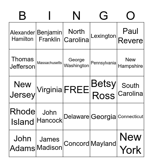 4th of July Bingo Card