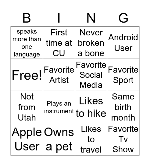 Untitled Bingo Card